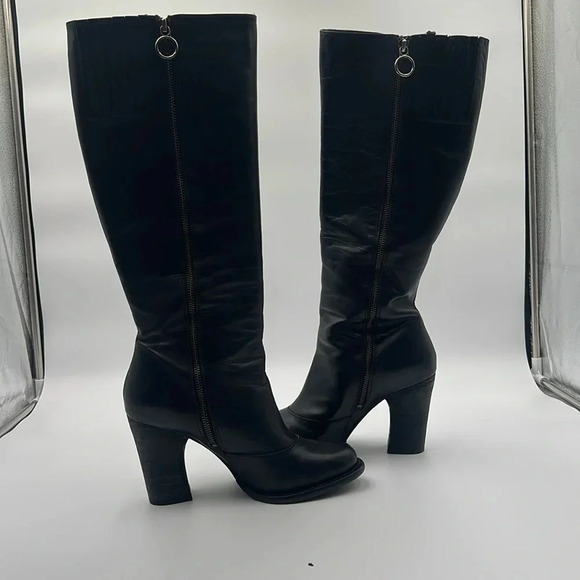 BCBG Generation Knee High Black Block Heel Mob Wife Rocker Boots Women’s Sz 9.5 - Picture 7 of 12